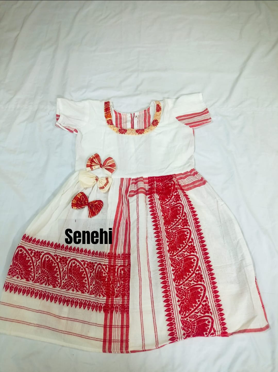 Assamese Gamusa Frock  senehi