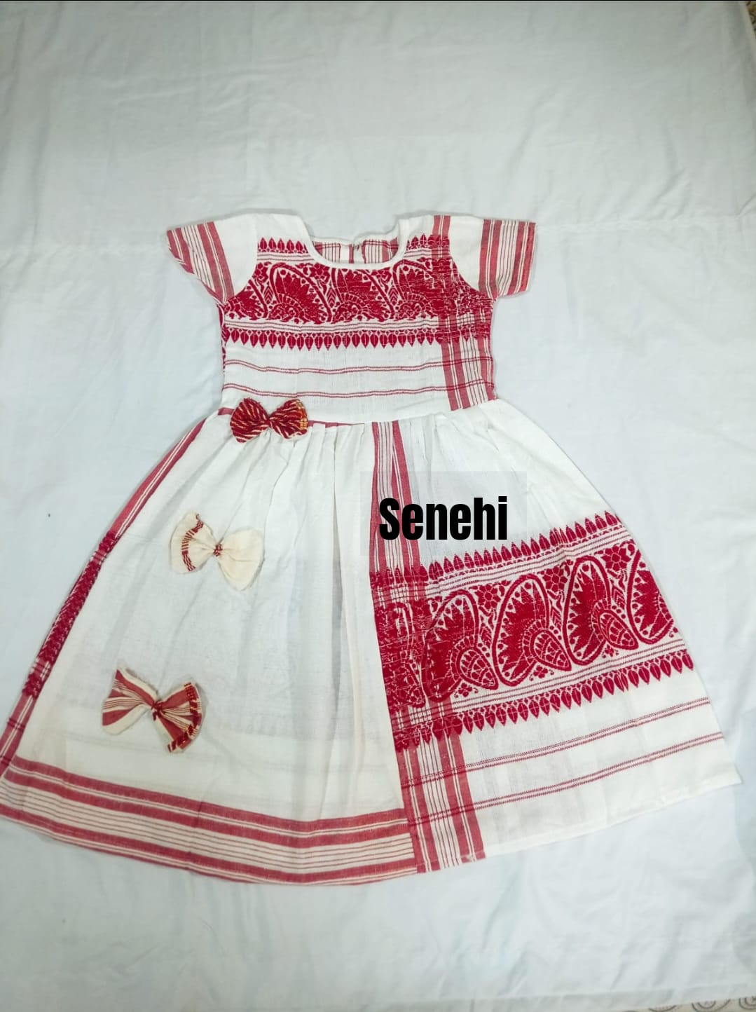 Assamese Gamusa Frock  senehi