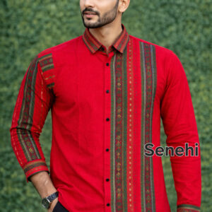 Assamese Men’s Traditional Gamusa-Informed Cotton Shirt