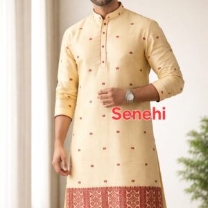 Assamese new stylish muga color unique design bihu kurta