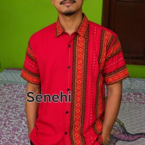 Assamese Traditional Gamusa Cotton Shirt for Men – Premium Handloom Ethnic Wear with Phulam Border