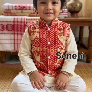 Assamese Gamusa Design Baby Shirt by Senehi | Traditional Assamese Ethnic Wear for Kids