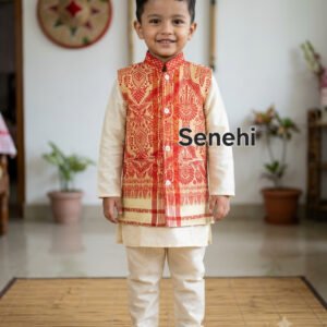 Assamese Gamusa Design Baby Shirt by Senehi | Traditional Assamese Ethnic Wear for Kids