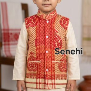 Assamese Gamusa Design Baby Shirt by Senehi | Traditional Assamese Ethnic Wear for Kids