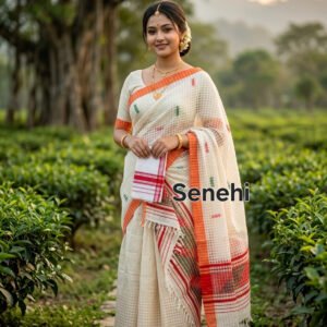 Traditional Assamese Single Sador / Chador – Elegant Ethnic Wear | Assamese Traditional Dress for Women & Girls